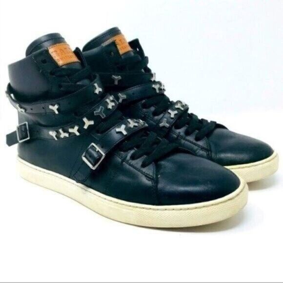 Bally Helena woman Hightop sneaker US 8.5 BoxÑ embellished black leather laceup - Picture 2 of 8